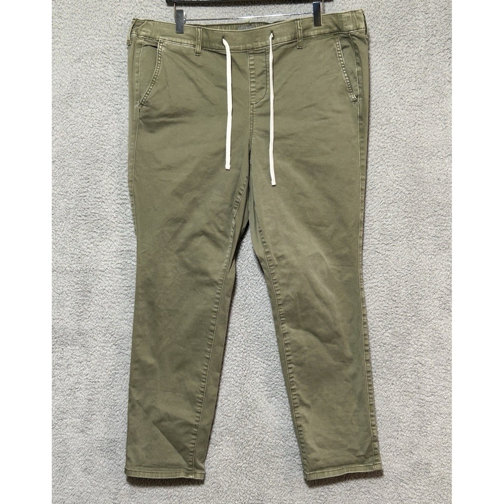 Torrid Pants Chino Flat Front Women 2 Skinny Green Stretch Drawstring Athleisure